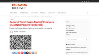 
                            10. Second Term Exam Model/ Previous Question Papers for Kerala
