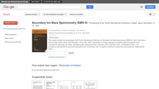 
                            6. Secondary Ion Mass Spectrometry SIMS IV: Proceedings of the Fourth ... - Google Books-Ergebnisseite