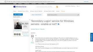 
                            5. 'Secondary Logon' service for Windows servers - enable or not ...