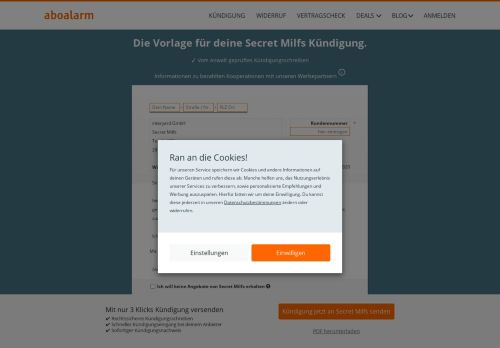 
                            2. Secret Milfs online kündigen | geprüfte Vorlage - Aboalarm