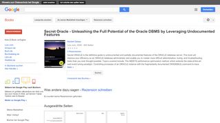 
                            13. Secret Oracle - Unleashing the Full Potential of the Oracle DBMS ... - Google Books-Ergebnisseite