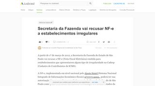 
                            11. Secretaria da Fazenda vai recusar NF-e a estabelecimentos irregulares