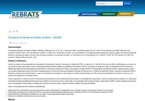 
                            6. Secretaria da Saúde do Estado da Bahia - SESAB - Rebrats