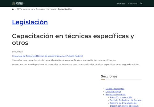 
                            1. Secretaria de Comunicaciones y Transportes: Capacitación - SCT