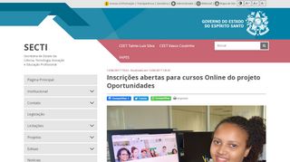 
                            6. SECTI - Inscrições abertas para cursos Online do projeto Oportunidades