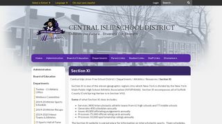 
                            3. Section XI - Central Islip Union Free School District