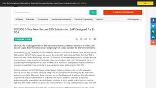 
                            6. SECUDE Offers New Secure SSO Solution for SAP Designed for E ...