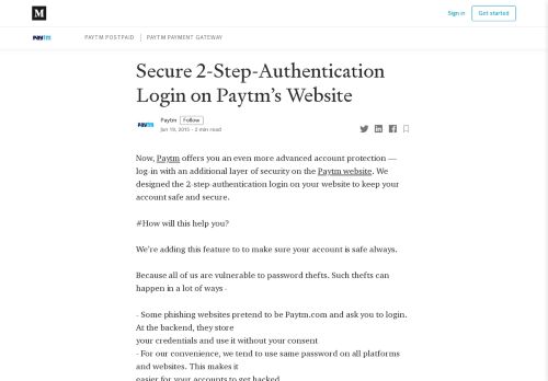 
                            11. Secure 2-Step-Authentication Login on Paytm's Website