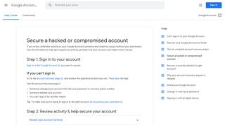 
                            8. Secure a hacked or compromised account - Google Account Help
