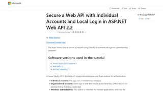 
                            3. Secure a Web API with Individual Accounts and Local Login in ASP ...