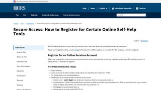 
                            11. Secure Access: How to Register for Certain Online Self-Help ... - IRS.gov
