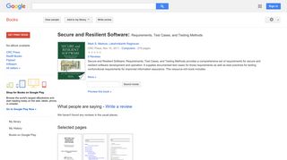 
                            12. Secure and Resilient Software: Requirements, Test Cases, and ... - Google बुक के परिणाम