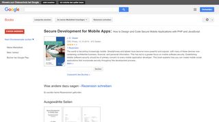 
                            11. Secure Development for Mobile Apps: How to Design and Code Secure ... - Google Books-Ergebnisseite
