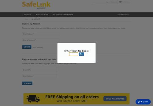 
                            1. Secure login form - SafeLink Wireless