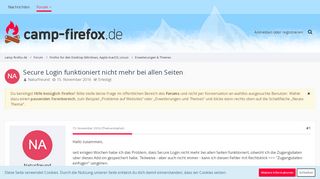 
                            1. Secure Login funktioniert nicht mehr bei allen Seiten - Camp Firefox