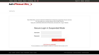 
                            11. Secure Login in Suspended Mode - MyPrimeTel