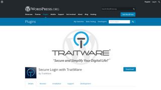 
                            6. Secure Login with TraitWare | WordPress.org