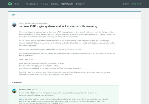 
                            7. secure PHP login system and is Laravel worth learning | Treehouse ...