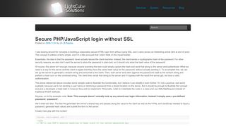 
                            6. Secure PHP/JavaScript login without SSL « LightCube Solutions, LLC