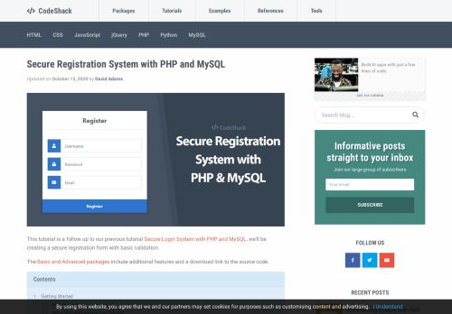 
                            9. Secure Registration System with PHP and MySQL - CodeShack