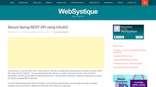 
                            12. Secure Spring REST API using OAuth2 - WebSystique