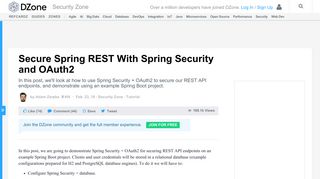 
                            7. Secure Spring REST With Spring Security and OAuth2 - DZone Security