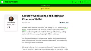 
                            10. Securely Generating and Storing an Ethereum Wallet – Hacker Noon