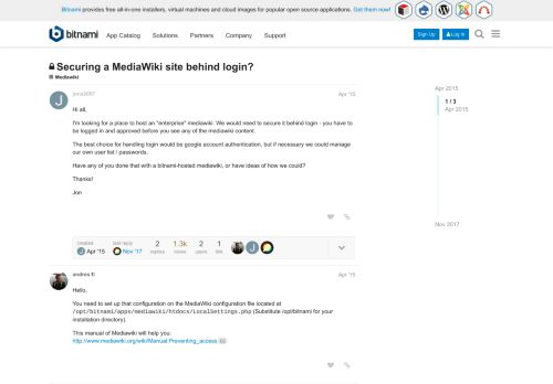 
                            8. Securing a MediaWiki site behind login? - Bitnami Community