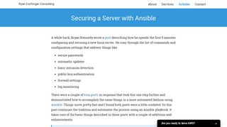 
                            9. Securing a Server with Ansible · Ryan Eschinger Consulting