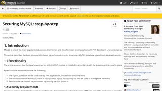 
                            9. Securing MySQL: step-by-step | Symantec Connect Community