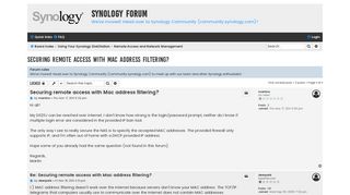 
                            1. Securing remote access with Mac address filtering? - Synology Forum