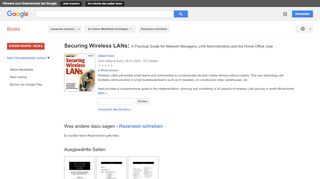 
                            4. Securing Wireless LANs: A Practical Guide for Network Managers, ... - Google Books-Ergebnisseite