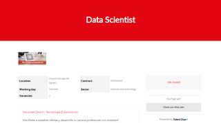 
                            13. Securitas Direct - Tecnología e Innovación: Data Scientist