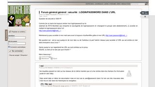 
                            4. sécurité : LOGIN/PASSWORD DANS L'URL - LinuxFr.org