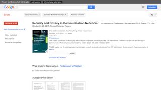 
                            6. Security and Privacy in Communication Networks: 11th International ...