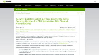 
                            6. Security Bulletin: NVIDIA GeForce Experience (GFE) Security Updates ...