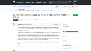 
                            6. Security concerns caused by the default password moohoo · Issue ...