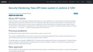 
                            3. Security Hardening: New API token system in Jenkins 2.129+