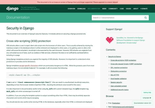 
                            2. Security in Django | Django documentation | Django