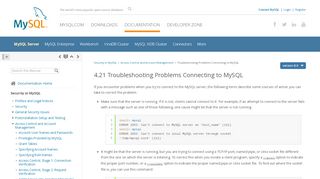 
                            5. Security in MySQL :: 4.9 Troubleshooting Problems Connecting to ...