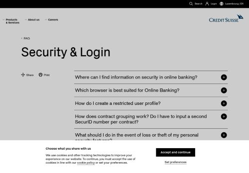 
                            8. Security & Login - Credit Suisse