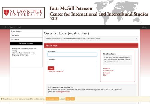 
                            4. Security > Login (existing user) > Center for International and ...