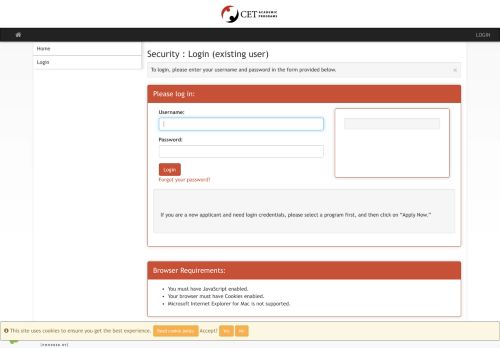 
                            3. Security > Login (existing user) > CET - CET Academic Programs