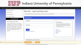 
                            13. Security > Login (existing user) > Indiana University of Pennsylvania