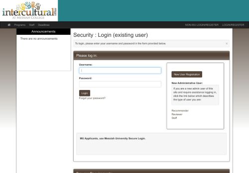 
                            8. Security > Login (existing user) > Intercultural Office