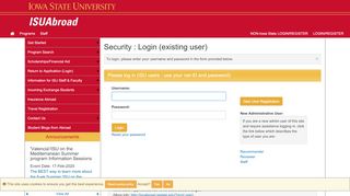
                            9. Security > Login (existing user) > ISUAbroad
