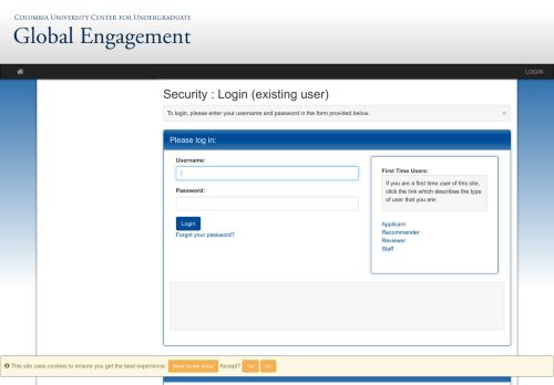 
                            13. Security > Login (existing user) > Office of Global Programs