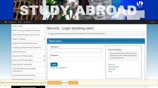
                            8. Security > Login (existing user) > Study Abroad