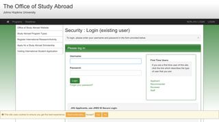 
                            6. Security > Login (existing user) > The Office of Study Abroad