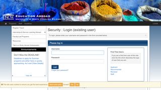 
                            3. Security > Login (existing user) > UNCW Education Abroad